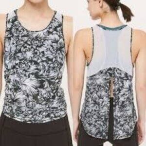 Lululemon Sculpt Tank *Tie Back Night Garden Ice Grey Black Ice Grey size 6